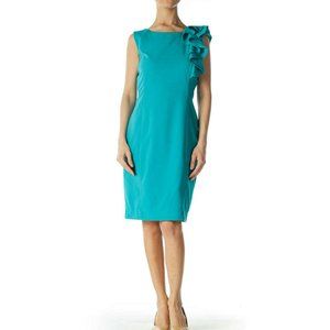 Calvin Klein Ruffle Shoulder Sheath Dress